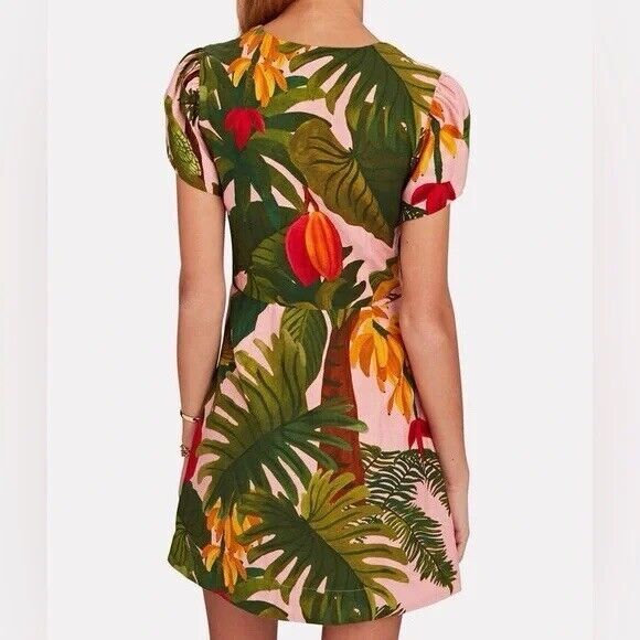 Farm Rio Pink Cocoa Forest Mini Dress Tropical Boho Size L - Picture 2 of 13